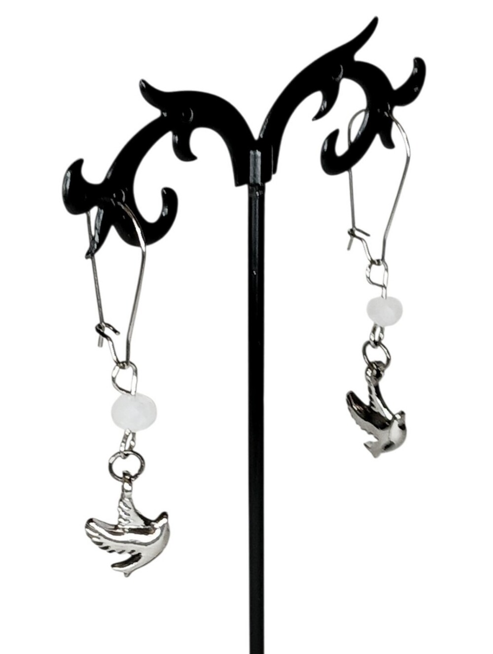 Silver Hypoallergenic Dangle Drop Earrings Doves Western New Age Grunge 1990s